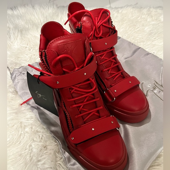 Giuseppe Zanotti red high top sneaker men’s sz 40 - Picture 2 of 8